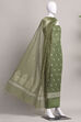 Mehendi Cotton Printed Embroidered Unstitched Suit Set image number 4
