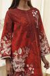 Rust Cotton Floral Straight Kurta Set image number 1