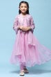 Lilac Cotton Blend Flared Kurta Churidar Suit Set Suit Set