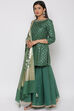 Green Poly Metallic Sharara Kurta Garara Suit Set image number 4