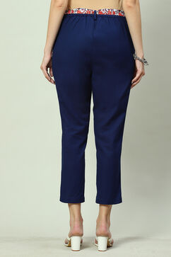Navy Cotton Blend Palazzo image number 4
