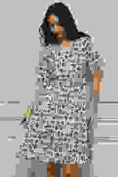 Indigo Rayon Floral Short Dress With Belt image number 0