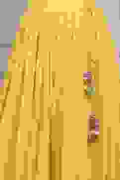 Yellow Olive Cotton Silk Straight Lehenga Set image number 2