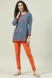 Camel Cotton Blend Solid Churidar image number 5