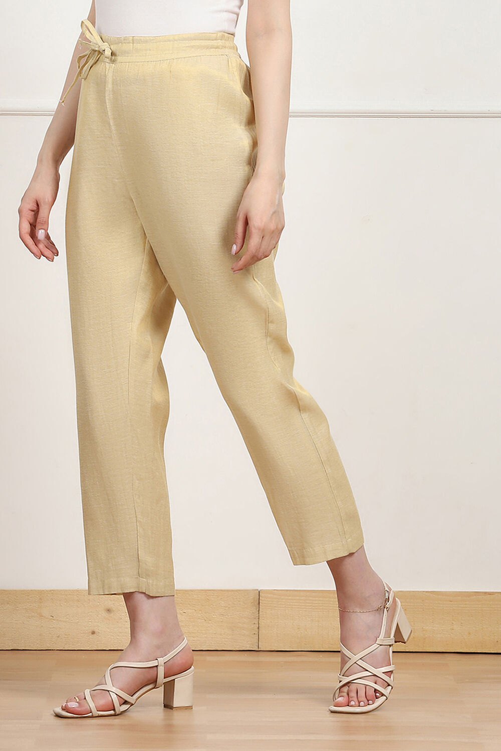 Beige Cotton Pants image number 2