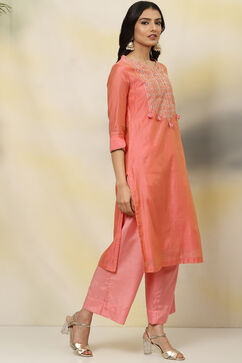 Orange Art Silk Short Yarndyed Kurti image number 3