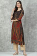 Charcoal Viscose Straight Printed Kurta image number 2