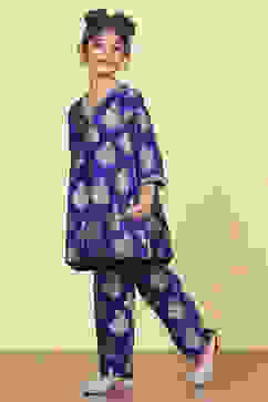 Purple Polyester Textured Flared Kurta Pants Set image number 3