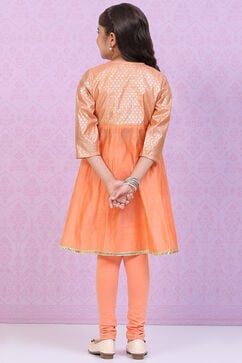 Orange Art Silk Straight Printed Kurta Set image number 4