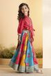 Red Cotton Printed Flared Lehenga Set image number 5