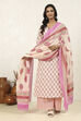 Pink Cotton Printed Unstitched Suit Set image number 1