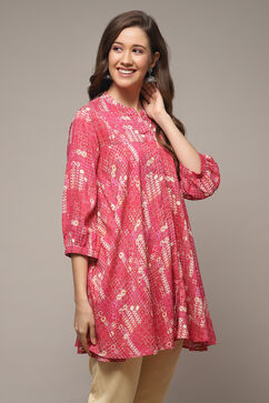 Pink Rayon Printed Kurti image number 4