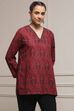 Off-White and Blue Printed Straight Short Kurta image number 4