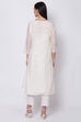 Yellow Poly Cotton A-Line Embroidered Kurta image number 5