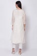 Off White Poly Cotton A-Line Embroidered Kurta image number 5