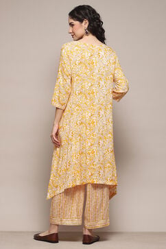 Yellow Rayon Straight Suit Set image number 5
