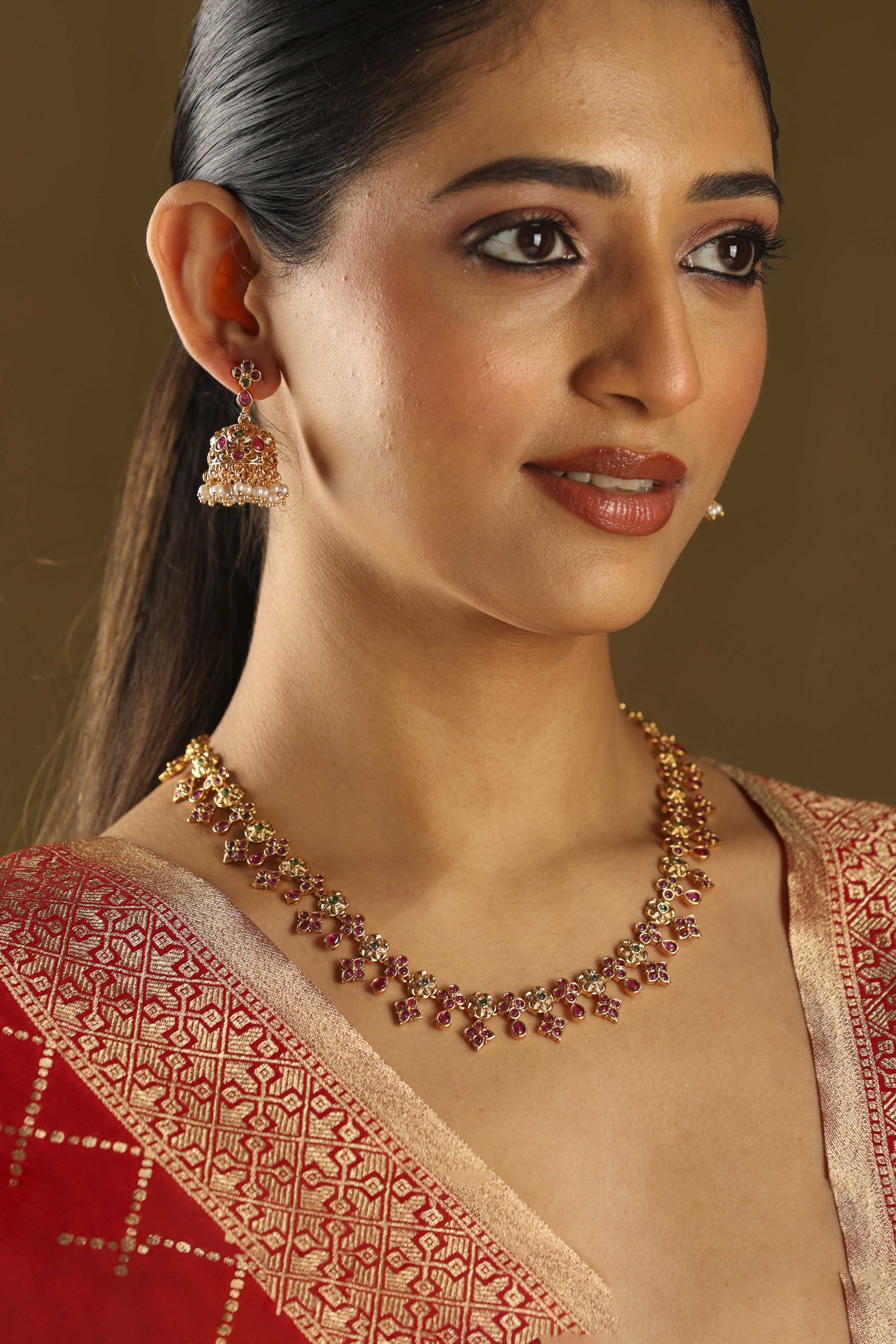 Multicolor Brass Necklace Set image number 3