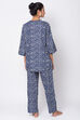 Navy Cotton Two Piece Printed Sleepwear Set image number 6