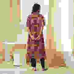 Orange Printed Shirt-Style Straight Kurta image number 3