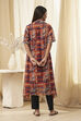 Orange Printed Shirt-Style Straight Kurta image number 3