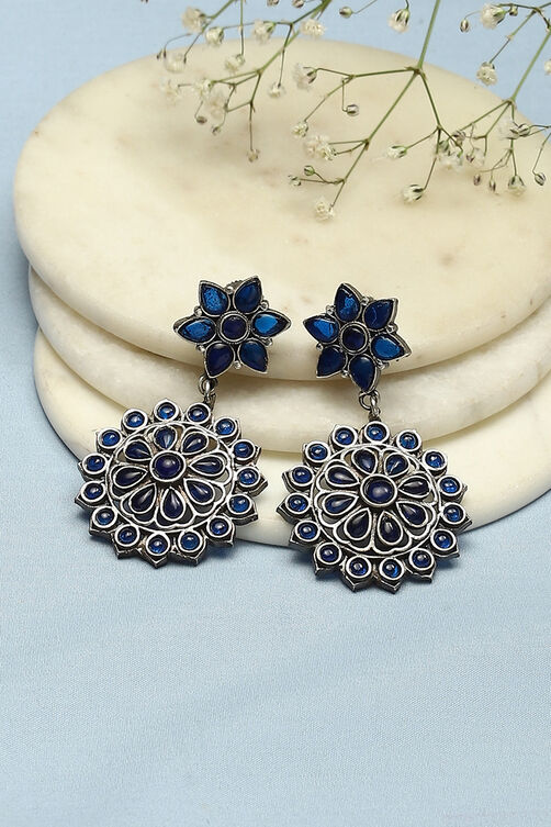 Navy Blue Brass Danglers image number 0