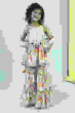 Multi-Colored Printed Gathered Suit Set image number 6