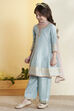 Blue Yarndyed Sequined Kalidar Kurta Set image number 3
