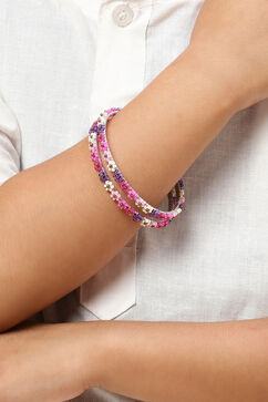 Pink & Purple Metal & Beads Kids Bangles image number 3