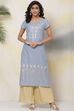 Ice Blue Cotton A Line Kurta