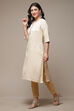 Beige LIVA Straight Kurta image number 3