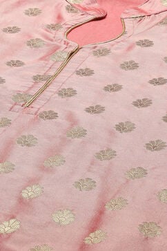 Pink Silk Blend Unstitched Suit Set image number 2