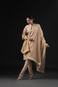Rohit Bal Beige Cotton Silk Anarkali Printed Suit Set image number 8
