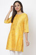 Yellow Poly Cotton Short Yarndyed Kurti image number 2