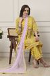 Yellow Cotton Kalidar Suit Set image number 1
