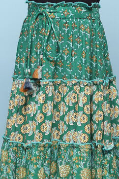 Green Rayon Printed Short Skirt image number 1