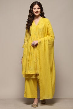 Lime Yellow Viscose Gathered Suit Set image number 7