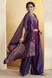 Purple Royal Silk Yoke Design Fusion Set image number 4