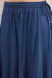 Navy Blue Embroidered Straight Suit Set image number 4