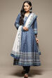 Indigo Cotton Anarkali Kurta Churidar Suit Set image number 7