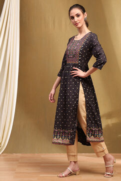 Black Cotton Printed Kurta image number 2