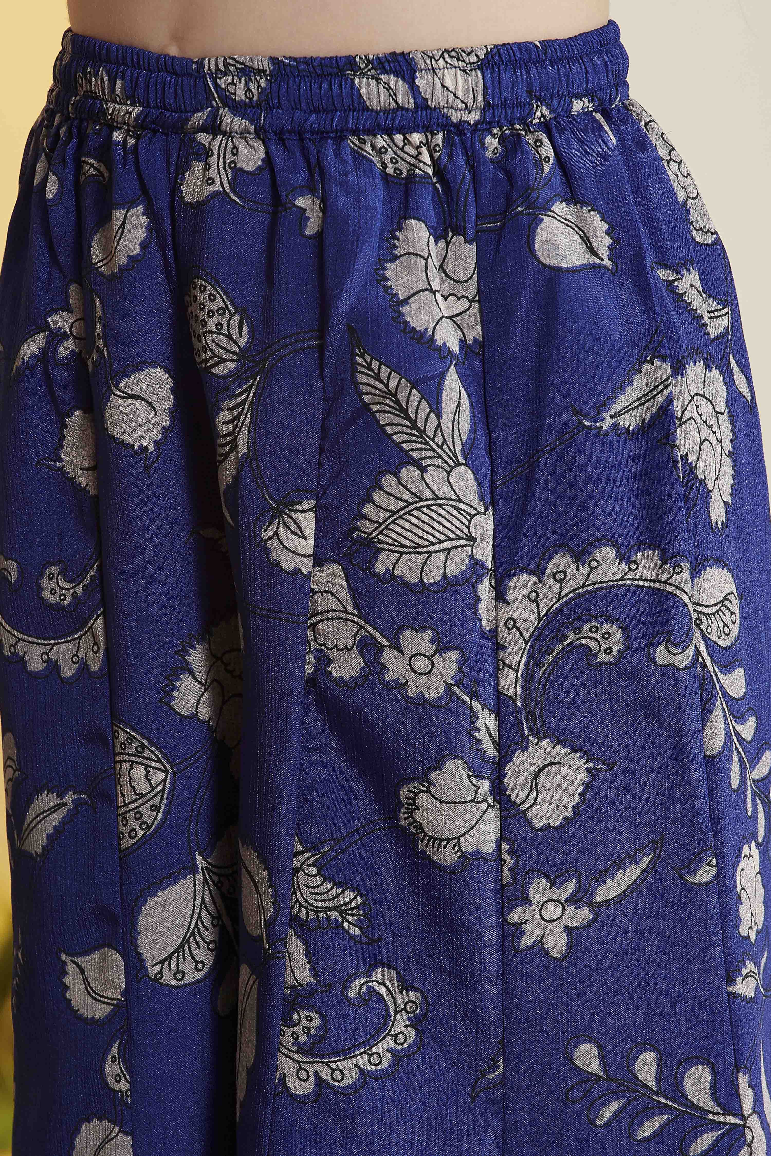 Blue Polyester Straight Suit Set image number 2