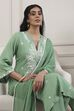 Green Viscose Rayon Straight Suit Set image number 7