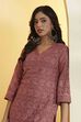 Dusty Rose Printed Straight Kurta Set image number 1