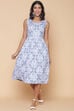 White Cotton Indie Mickey Printed Dress image number 0