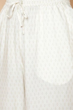 Off White Rayon Asymmetric Kurta Palazzo Suit Set image number 2