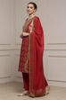 Red Viscose Rayon Straight Yarndyed Suit Set image number 3