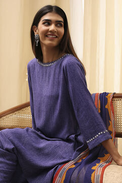Blue Printed Asymmetric Suit Set image number 0