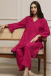Red Viscose Blend Straight Kurta Set image number 0