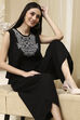 Black Viscose Rayon Straight Solid Fusion Set image number 0
