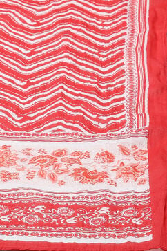 Red And White Cotton Straight Kurta Palazzo Suit Set image number 7
